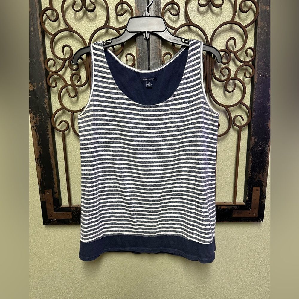 Tommy Hilfiger sleeveless blue & white striped top